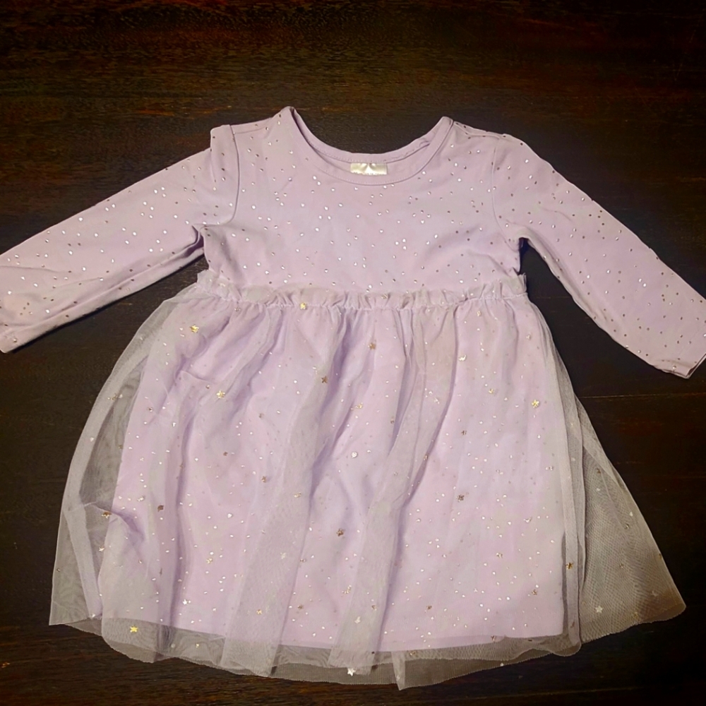 Hanna Anderson  toddler light purple polka dots dress size 18-24 months